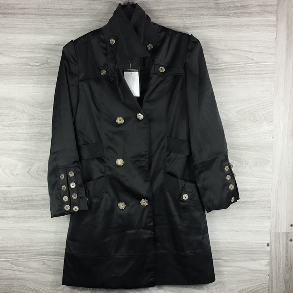 East E-Nian Satin Black Over Coat - Picture 1 of 4